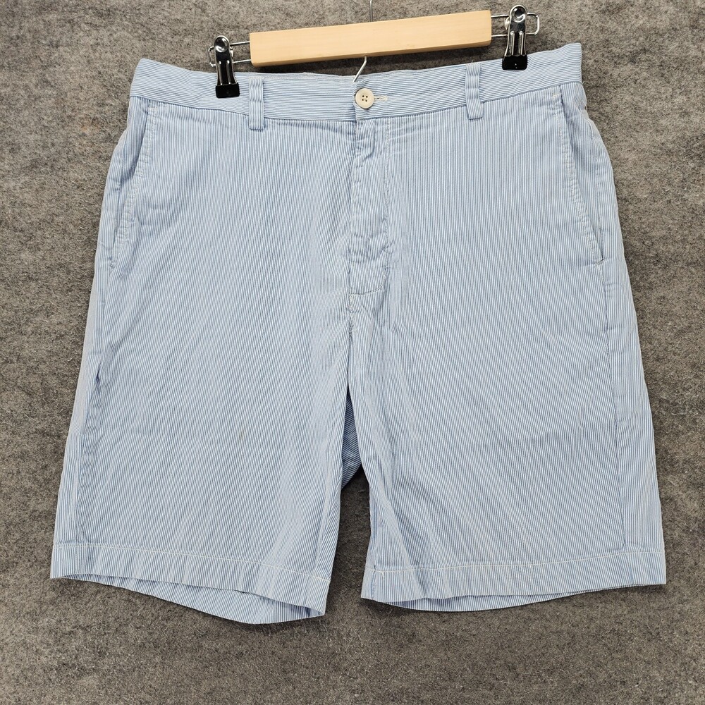 Vineyard Vines Shorts Mens 34 Breaker Chino Blue White Striped Mid Rise